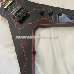 In Stock Washburn Dimebag Darrell Blood Bolt Red Lightning Black Electric Guitar Red Binding Floyd Rose Tremolo Bridge Black Hardware 