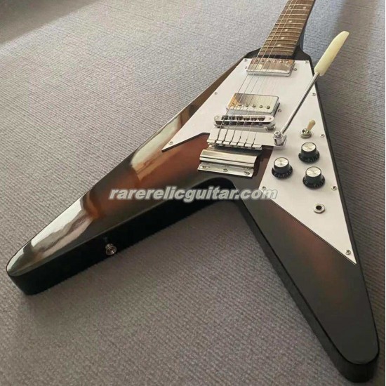 Gibson Brown Burst Flying V Electric Guitar Long Maestro Vibrola Tailpiece Tremolo Bridge Humbucker Pickups Tuilp Tuners Chrome Hardware