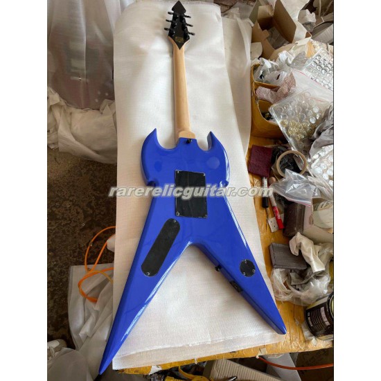 Zakk Wylde Dimebag Darrell Blue Lightning Pantera Warhammer Electric Guitar China EMG Pickups Floyd Rose Tremolo Black Hardware