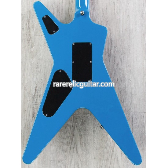 Washburn Dimebag Darrell Dime DimeBolt Dean From Hell Blue Lightning Electric Guitar Dot Inlay Floyd Rose Tremolo Bridge Whammy Bar Locking Nut Chrome Grover Tuners