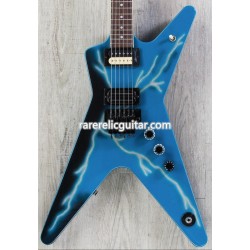 Washburn Dimebag Darrell Dime DimeBolt Dean From Hell Blue Lightning Electric Guitar Dot Inlay Floyd Rose Tremolo Bridge Whammy Bar Locking Nut Chrome Grover Tuners