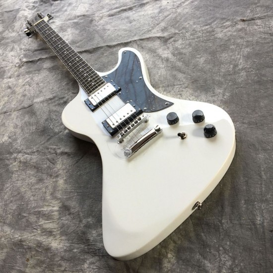 Free Shipping! RD Style White Explorer Electric Guitar Flying F-hole Headstock, Schaller Tuners, Block Inlay, Chrome Hardware