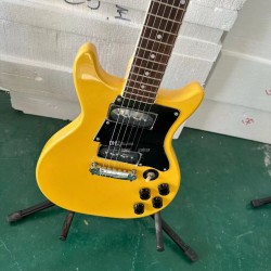 Double Cutaway Cream Yellow Junior Electric Guitar TV YELLOW SPECIAL, DOUBLECUT, Black Pickguard, Black P90 Pickups, Wrap Arround Tailpiece