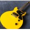 Custom Billie Joe Armstrong Signature Junior Double Cutaway Cream Yellow Electric Guitar Skull Bone Black Pickguard, Dot Fingerboard Inlay