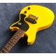 Custom Billie Joe Armstrong Signature Junior Double Cutaway Cream Yellow Electric Guitar Skull Bone Black Pickguard, Dot Fingerboard Inlay