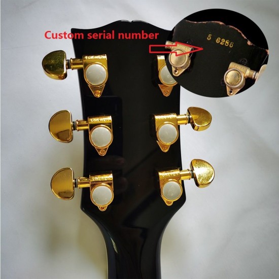 1958 Reissue Black P90 Pickup Black Electric Guitar Rosewood Fingerboard, Yellow Body Binding, White Pearl Block Inlay