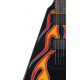 Metallic James Hetfield JH-1 Hot Rod Flying V Red Flames Electric Guitar "M" Ninja Star Inlay, China EMG Pickups, Black Hardware