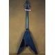 Super Rare Flamethrower Flying V Ultima Indigo Blue Flame Maple Top Electric Guitar White Pearloid & Abalone Flame Inlay, 2 Humbucker Pickup