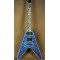 Super Rare Flamethrower Flying V Ultima Indigo Blue Flame Maple Top Electric Guitar White Pearloid & Abalone Flame Inlay, 2 Humbucker Pickup