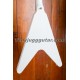 Ltd Dave Rude Flying V White Electric Guitar Hard Maple Fingerboard, Red Pearloid Pickguard, coil-splitting Pickups, Grover Tuners