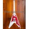 Ltd Dave Rude Flying V White Electric Guitar Hard Maple Fingerboard, Red Pearloid Pickguard, coil-splitting Pickups, Grover Tuners