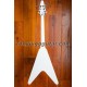 Ltd Dave Rude Flying V White Electric Guitar Hard Maple Fingerboard, Red Pearloid Pickguard, coil-splitting Pickups, Grover Tuners