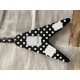 Custom Randy Rhoads Polka Dot V Black & White Dot Electric Guitar Floyd Rose Tremolo Bridge Whammy Bar Chrome Hardware