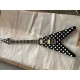 Custom Randy Rhoads Polka Dot V Black & White Dot Electric Guitar Floyd Rose Tremolo Bridge Whammy Bar Chrome Hardware