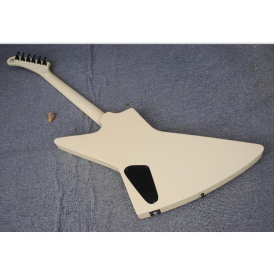 Heavy Metal James Hetfield Signature Guitar Cream White Explorer Electric Guitars EET FUK Fingerboard Inlay, China EMG Pickups, Black Hardware