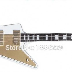 Custom Shop White Explorer Electric Guitar Gold Pickguard & Hardware Block White Pearl Fingerboard Inlay