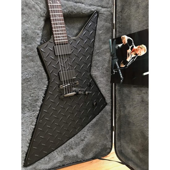 LTD JH-2 James Hetfield Matte Black Diamond Plate Explorer Electric Guitar Ninja Star Inlay China EMG Pickups Black Hardware