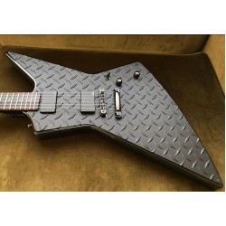 LTD JH-2 James Hetfield Matte Black Diamond Plate Explorer Electric Guitar Ninja Star Inlay China EMG Pickups Black Hardware