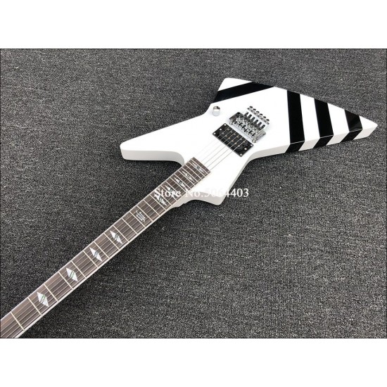 Boris Dommenget Matthias Jabs Scorpions Explorer White Electric Guitar Floyd Rose Tremolo Bridge, Split Diamond Inlay , Chrome Hardware