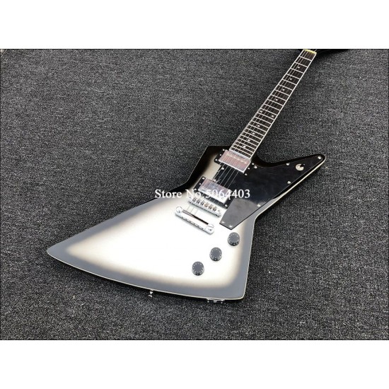 Custom Silver Burst Explo Electric Guitar Dot Inlay, Chrome Hardware, Black Speed Knobs