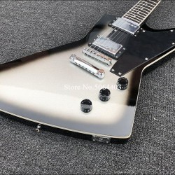 Custom Silver Burst Explo Electric Guitar Dot Inlay, Chrome Hardware, Black Speed Knobs