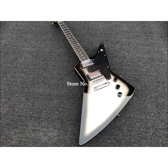 Custom Silver Burst Explo Electric Guitar Dot Inlay, Chrome Hardware, Black Speed Knobs