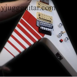 Killswitch Buckethead Y2KV White KFC Flying V Electric Guitar Baritone 24 Frets Red Neck Binding Floyd Rose Tremolo Bridge