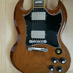 In Stock Satin Walnut Brown SG Electric Guitar Pearl Trapezoid inlay Tuilp Tuners Ship out in 3 Days Chrome Hardware