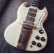 1968 Jimi SG Vintage White Double Cutaway Electric Guitar Long Version Maestro Vibrola Tremolo Bridge, Gold Hardware, Rosewood Fingerboard