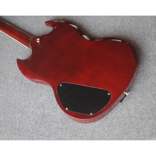 Collector Angus Young Wine Red SG Electric Guitar Engraved Lyre Long Vibrola Maestro tremolo, Pearl trapezoid inlay, Tuilp Tuners, Chrome Hardware