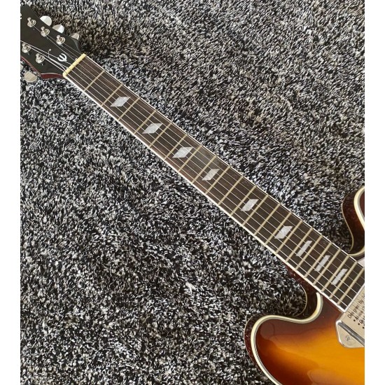 John Lennon Casi 335 Tobacco Sunburst Archtop Electric Guitar Alnico P90 Dog Ear Pickups, Semi Hollow Body, Double F Holes, Metal Trapeze Tailpiece