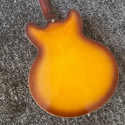 John Lennon Casi 335 Tobacco Sunburst Archtop Electric Guitar Alnico P90 Dog Ear Pickups, Semi Hollow Body, Double F Holes, Metal Trapeze Tailpiece