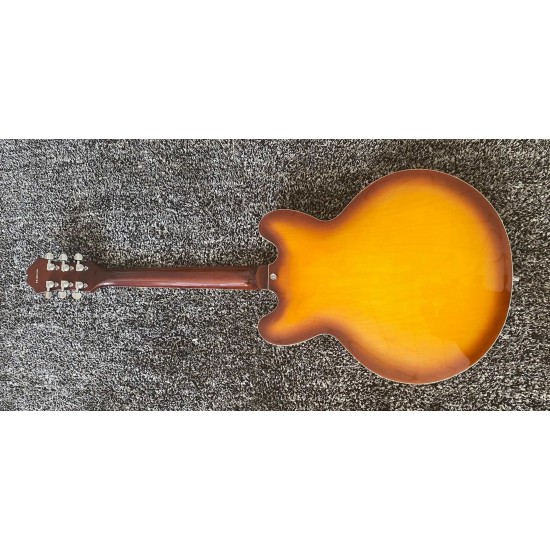 John Lennon Casi 335 Tobacco Sunburst Archtop Electric Guitar Alnico P90 Dog Ear Pickups, Semi Hollow Body, Double F Holes, Metal Trapeze Tailpiece