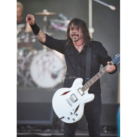 Dave Grohl DG 33 TriniLopez White Semi Hollow Body Jazz Electric Guitar Six-a-side Headstock, Double F Holes, Split Diamond Inlay, Grover Tuners Chrome Hardware