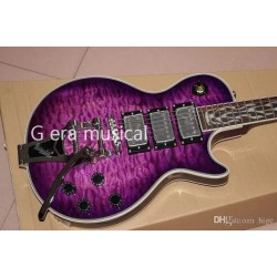 Custom Shop Trans Purple Quilted Maple Top Electric Guitar Bigs Birdge, Flame MOP Fingerboard Inlay, 3 Humbucker Pickups, Chrome Hardware