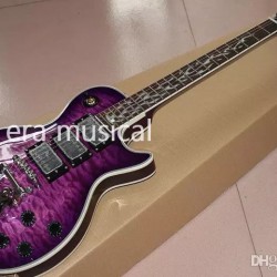 Custom Shop Trans Purple Quilted Maple Top Electric Guitar Bigs Birdge, Flame MOP Fingerboard Inlay, 3 Humbucker Pickups, Chrome Hardware