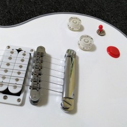 Kill Switch Buckethead Alpine White Electric Guitar Red Arcade Button Baritone Neck 24 Jumbo Frets No inlay Chrome Hardware Grover Tuners