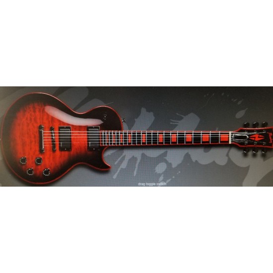 In Stock! Quilted Maple Top Black Red Widow Electric Guitar Ebony Fingerboard, Reddish Binding & Split Diamond Logo, EMG Pickups, BlackHardware