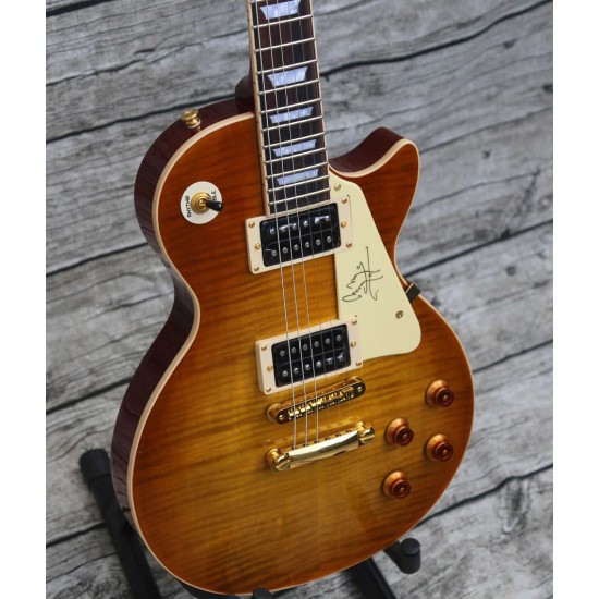 Custom 1959 Jimmy Page Number One JP No. 1 Cherry Sunburst Electric Guitar Little Pin Tone Pro Bridge, Flame Maple Top, Gold Grover Tuners