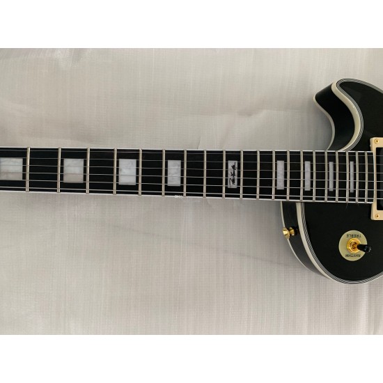 Custom PeterFrampton Gloss Black Electric Guitar Ebony Fingerboard 3 Pickups Speed Knobs Grover Tuners Gold Hardware 12th Fret Signature Inlay