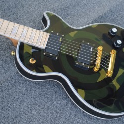 Camouflage Electric Guitar Maple Fingerboard China EMG Pickups Gold Hardware Block MOP Inlay Matte Black On the back body