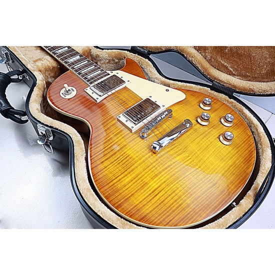 Nitro Lacquer 1959 Flame Maple Top Butterscotch Sunburst Electric Guitar Peter Green, Gary Moore, Cream Body Binding, Tuilp Tuners, Chrome Hardware