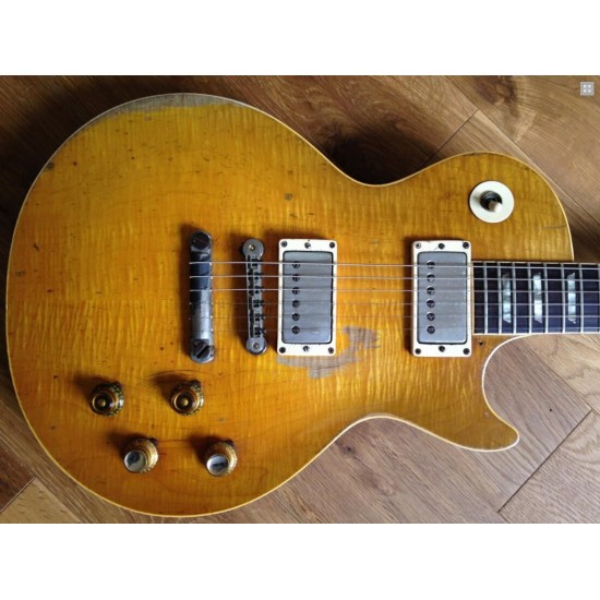 Heavy Relic Gary Moore Peter Green Mojo Burst Electric Guitar Flame Maple Top, One Piece Neck & Mahogany Body, Chrome Hardawre