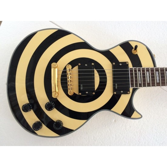 Zakk Wylde bullseye Black Cream Electric Guitar China EMG Active Pickups 9V Battery Box Upgraded Black Ring Switch Gold Hardware