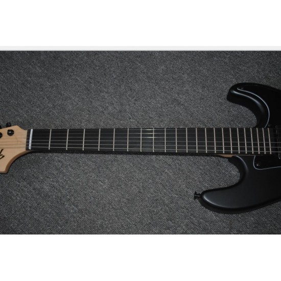 Custom Shop Jim Root Signature Matte Black Strat Electric Guitar Big Headstock, No Inlay Fingerboard, China EMG Pickups, Tremolo Bridge