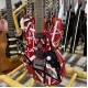 Edward Eddie Van Halen Heavy Relic Red Franken Strat Electric Guitar Black White Stripes Floyd Rose Tremolo Bridge Slanted Pickup Eye hook strap holders 1971 quarter