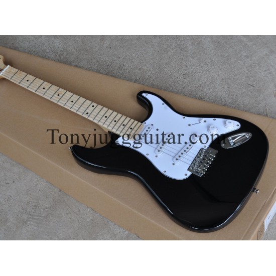 Custom Shop Eric Clapton Signature BLACKIE Black ST Strat Electric Guitar Maple Fingerboard, V Engrave Neck Plate, Vintage Tuenrs, White Pickguard