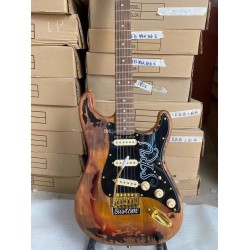 Rhxflame Stevie Ray Vaughan Tribute SRV #1 Heavy Relic Sunburst Strat Electric Guitar Alder Body Vintage Tuners Left Hand Tremolo Bridge Whammy Bar Gold Hardware