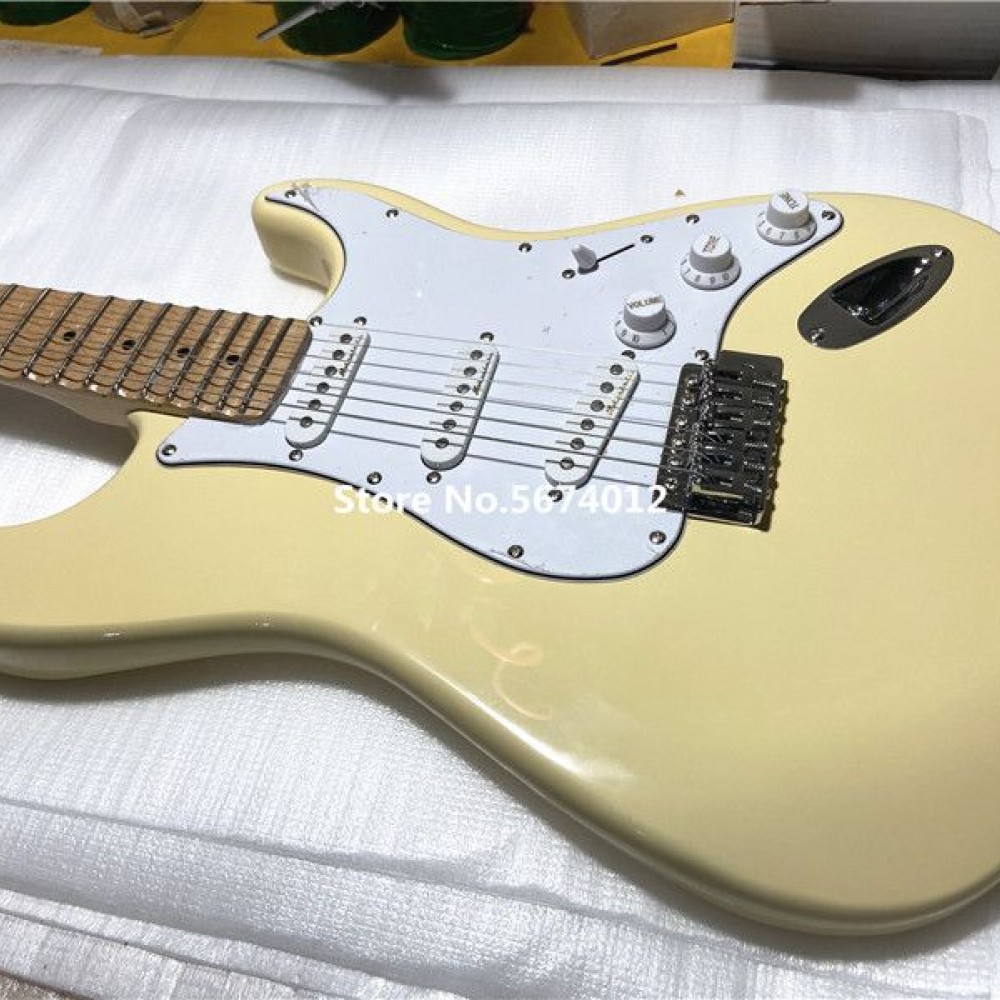 Yngwie Malmsteen Play Loud Tribute Cream Strat Electric Guitar Maple Neck, Scalloped Fingerboard, Big Headstock, Tremolo Brdige & Whammy Bar