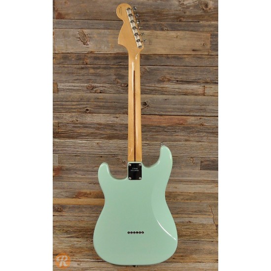 Custom Shop Tom Delonge Signature Strat Surf Green Electric Guitar Big Headstock, White Pearl Pickguard, Engraved Neck Plate, Vintage Tuners, Tremolo Bridge, Whammy Bar